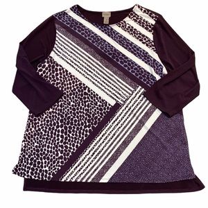 🌺 Chico's Purple and White Patterned Tunic